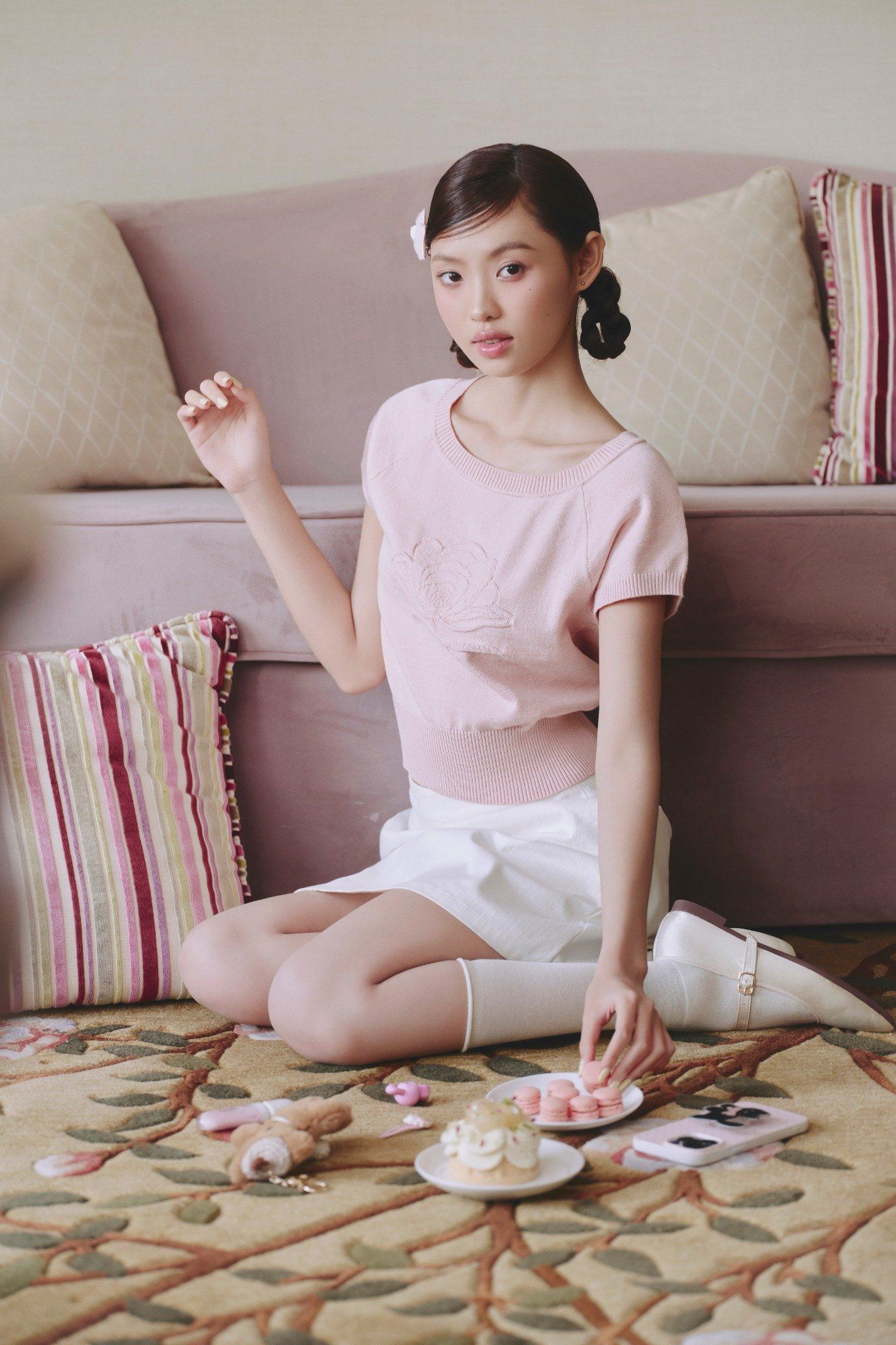 Áo Peony Round Neck Knit Top nhiều màu