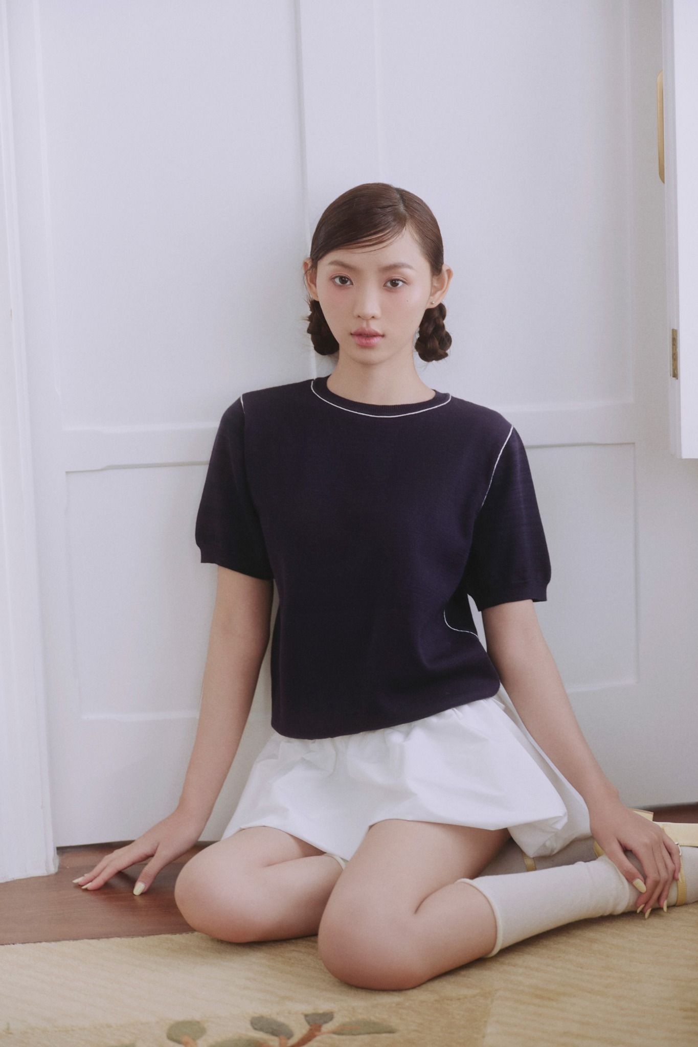 Áo Line Round Neck Knit Top nhiều màu