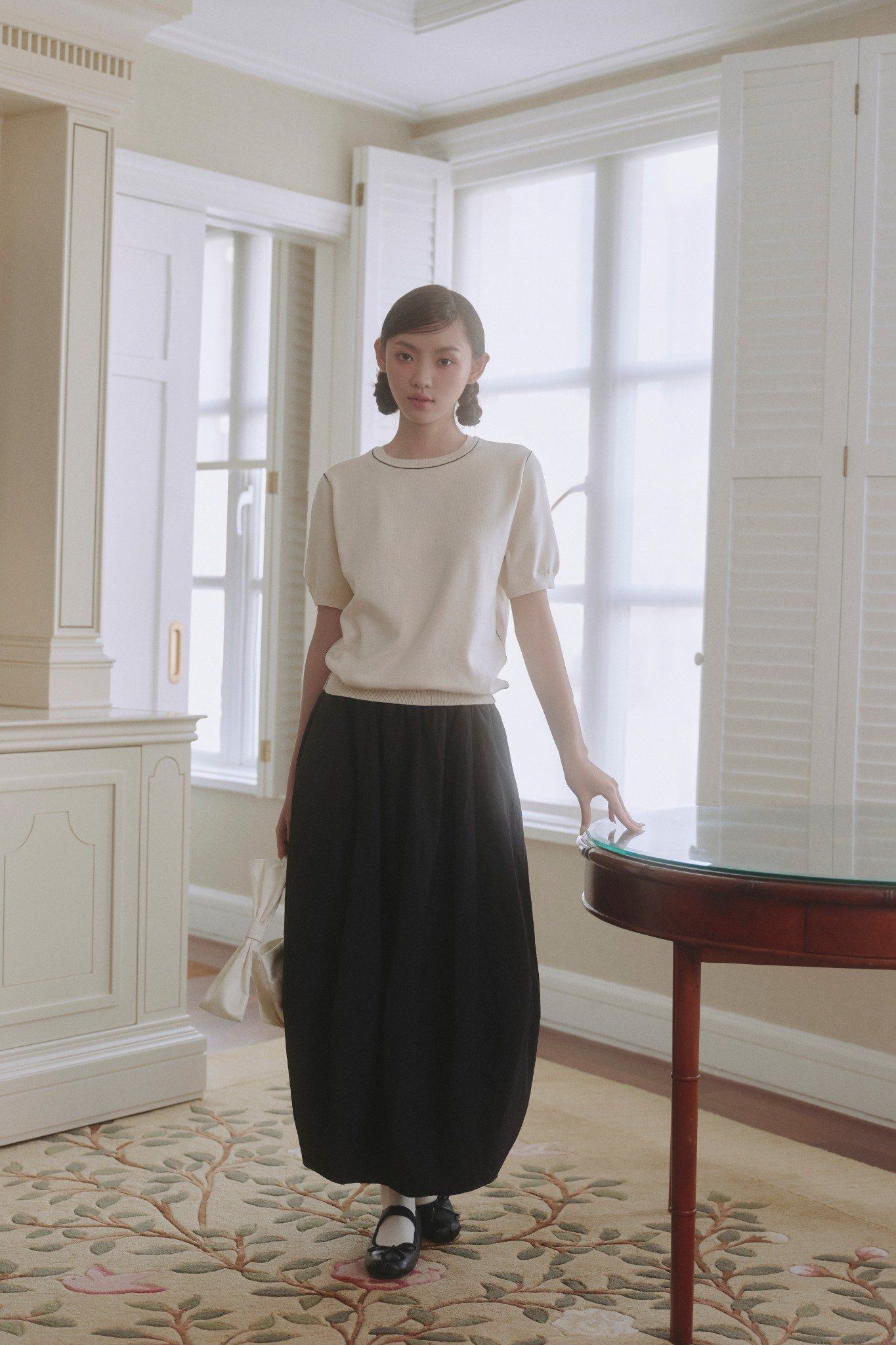 Áo Line Round Neck Knit Top nhiều màu