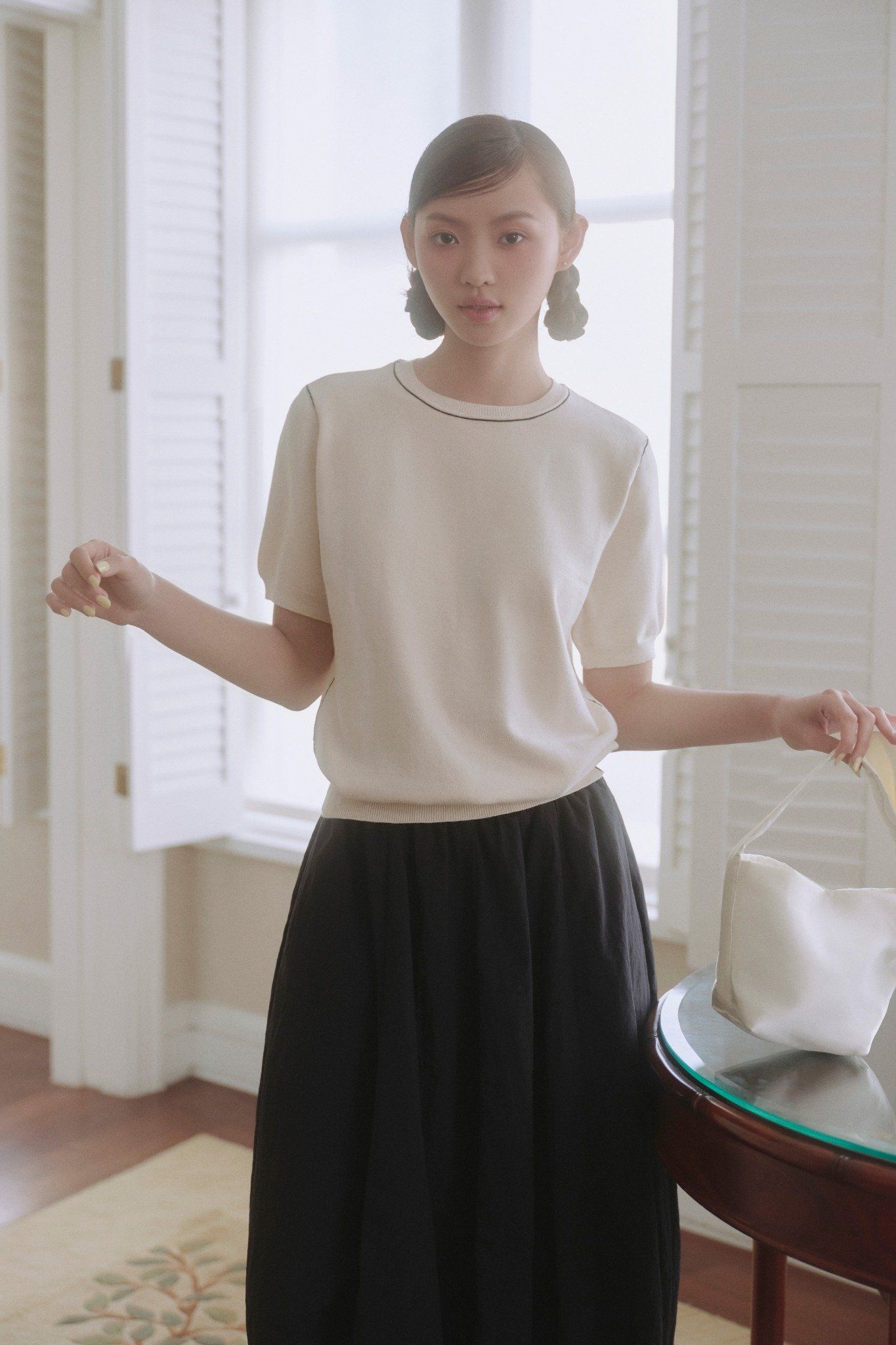 Áo Line Round Neck Knit Top nhiều màu