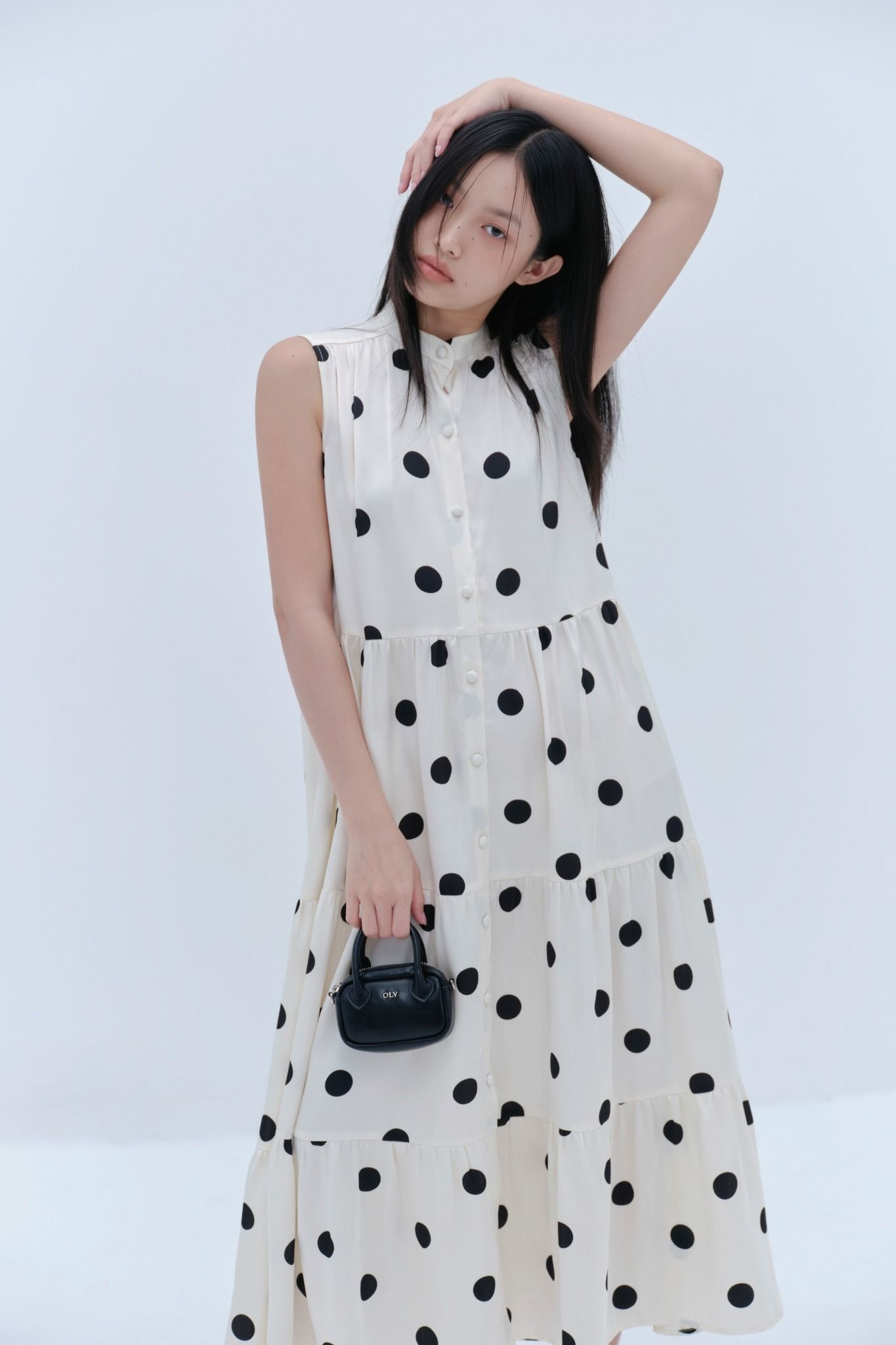 Cream Dot Loose Maxi Dress