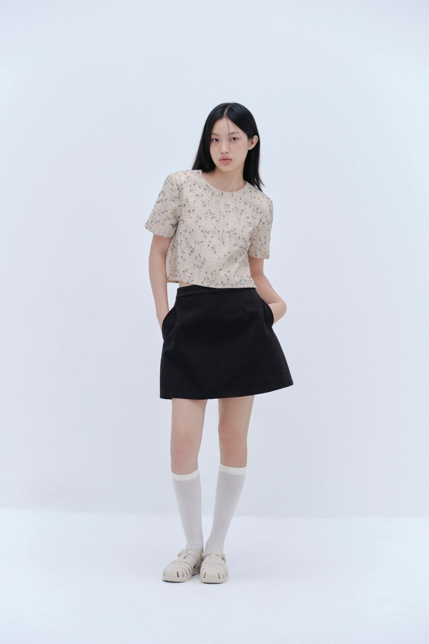 Chân váy chữ A Black Cotton A Line Skirt