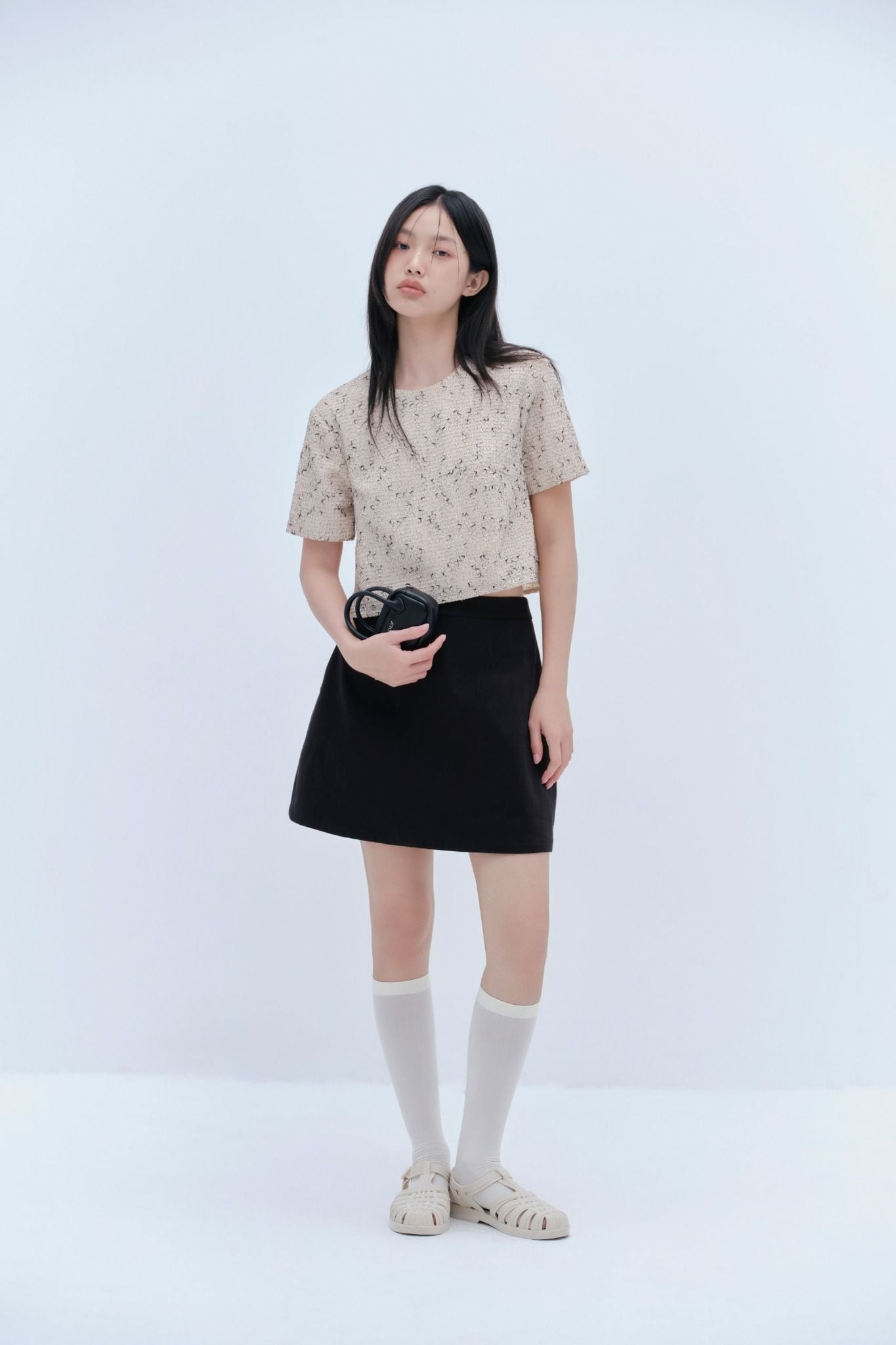 Chân váy chữ A Black Cotton A Line Skirt