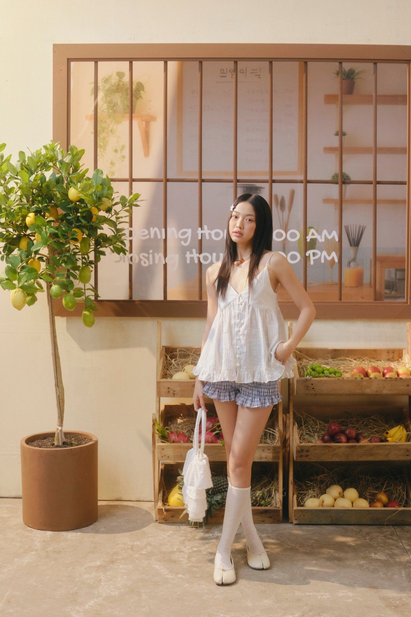 Quần Cotton Checked Ruffle Shorts nhiều màu