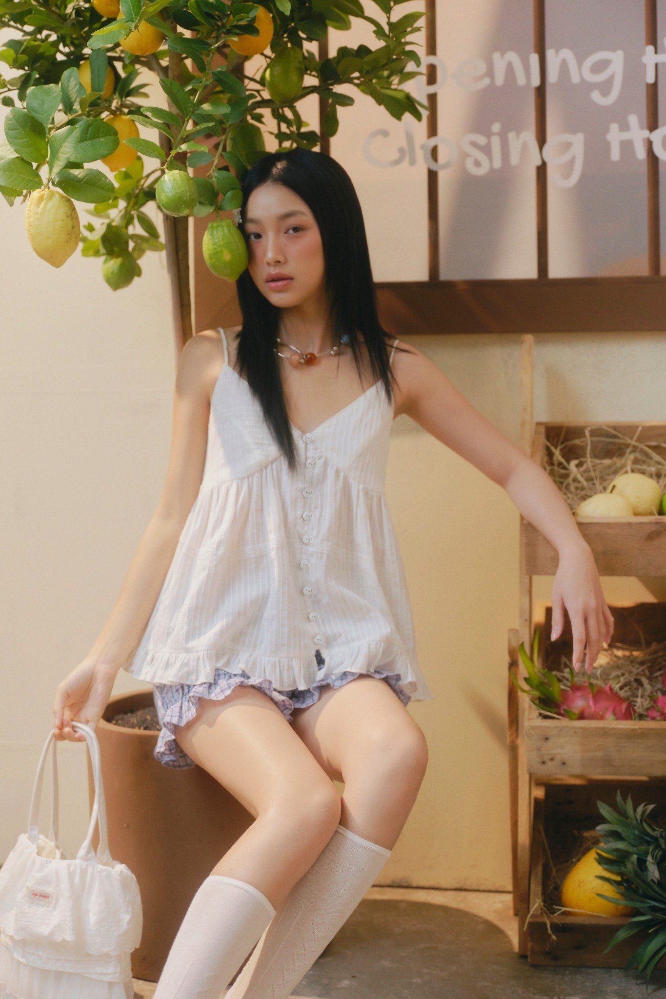 Quần Cotton Checked Ruffle Shorts nhiều màu