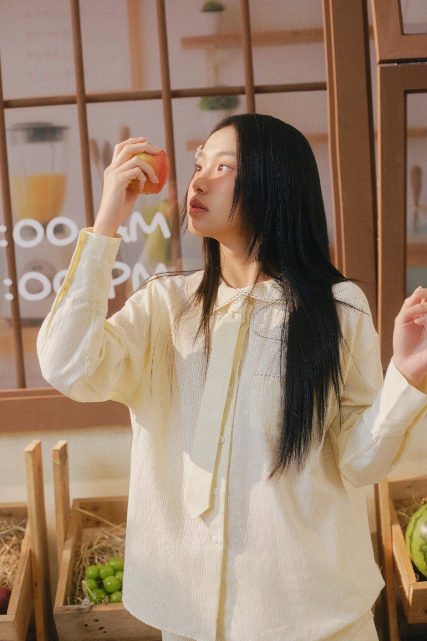 Yellow Linen Long Sleeve Tie Set