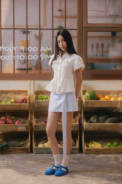  Chân váy Light Blue Tie Belt Mini Skirt 