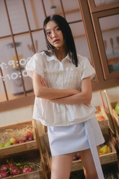  Chân váy Light Blue Tie Belt Mini Skirt 