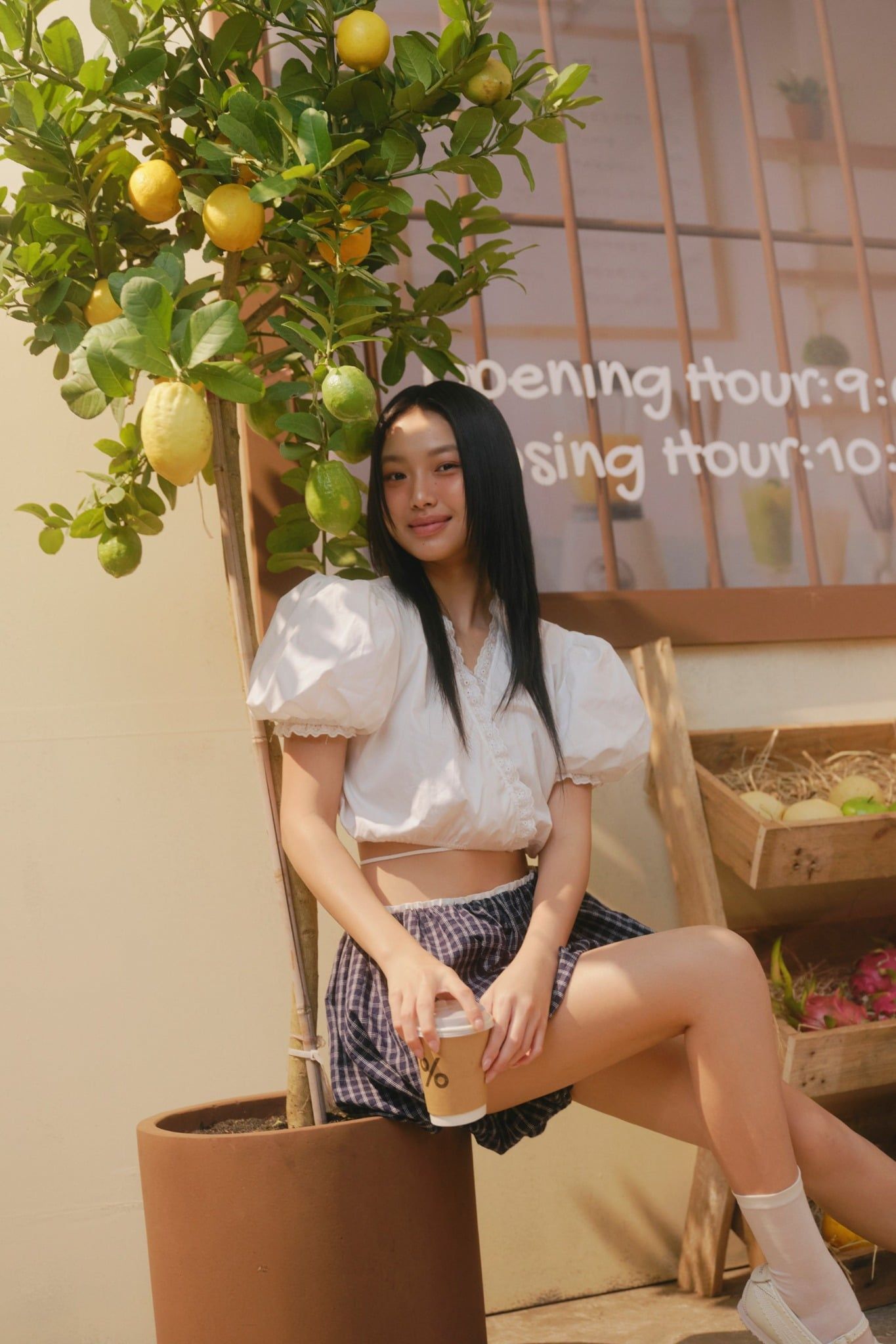 Quần Navy Checked Drawstring Shorts