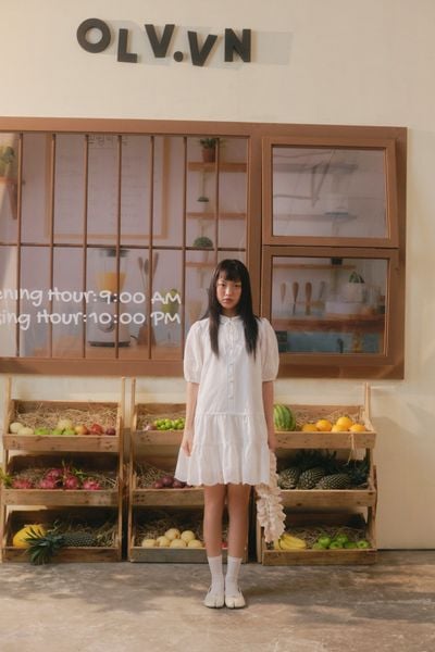  White Puff Sleeve Layered Babydoll Dress 