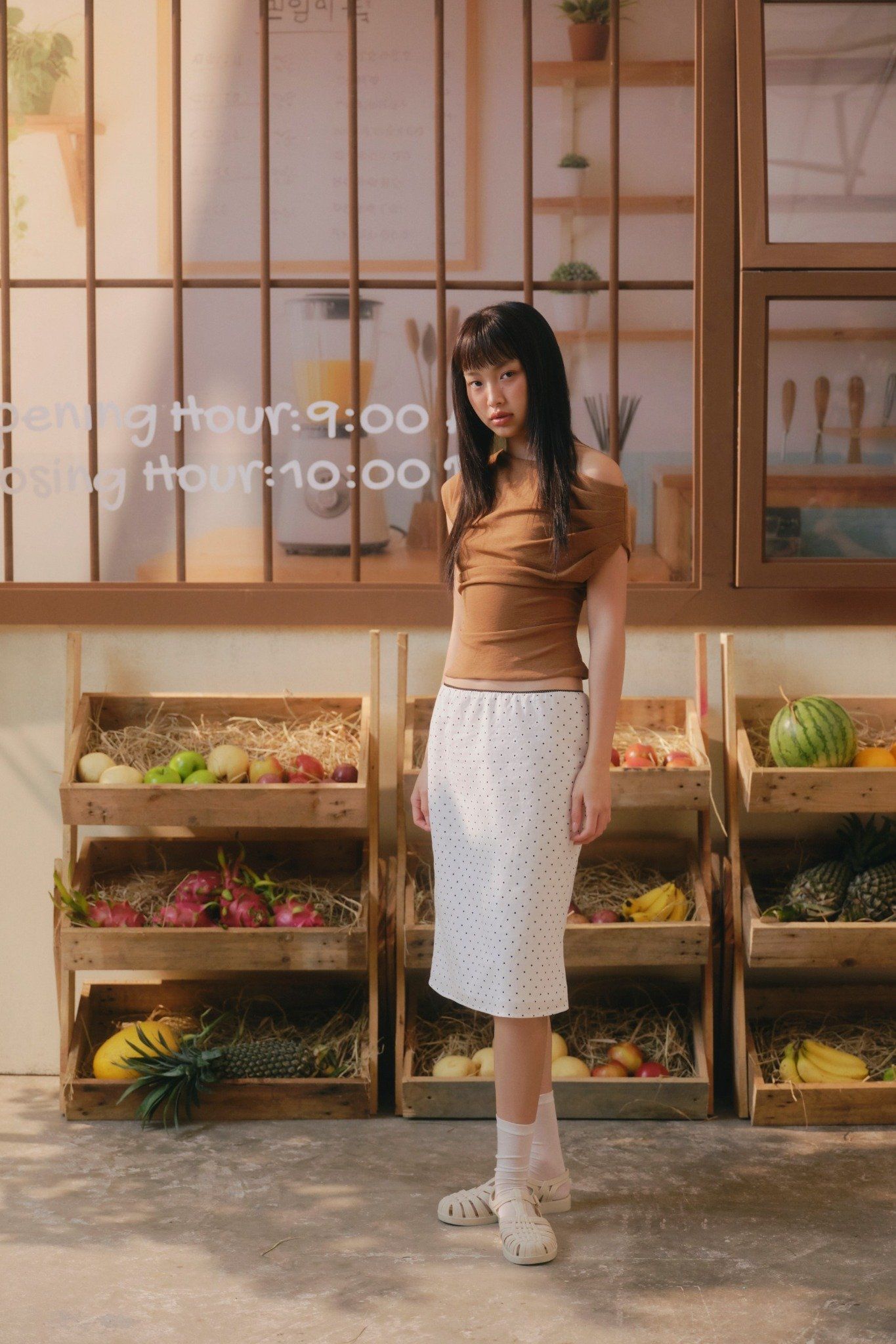 Áo Brown One Shoulder Draped Top