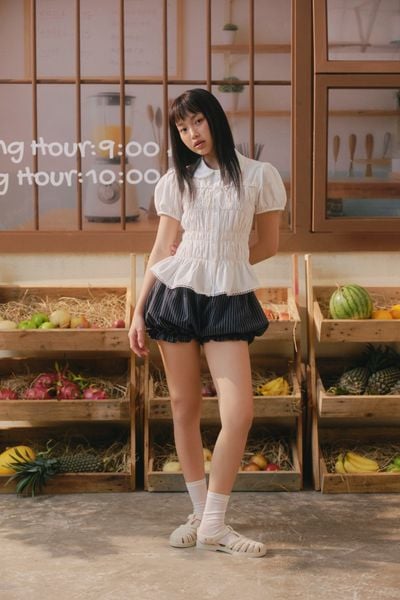  Quần Navy Cotton Striped Puff Shorts 