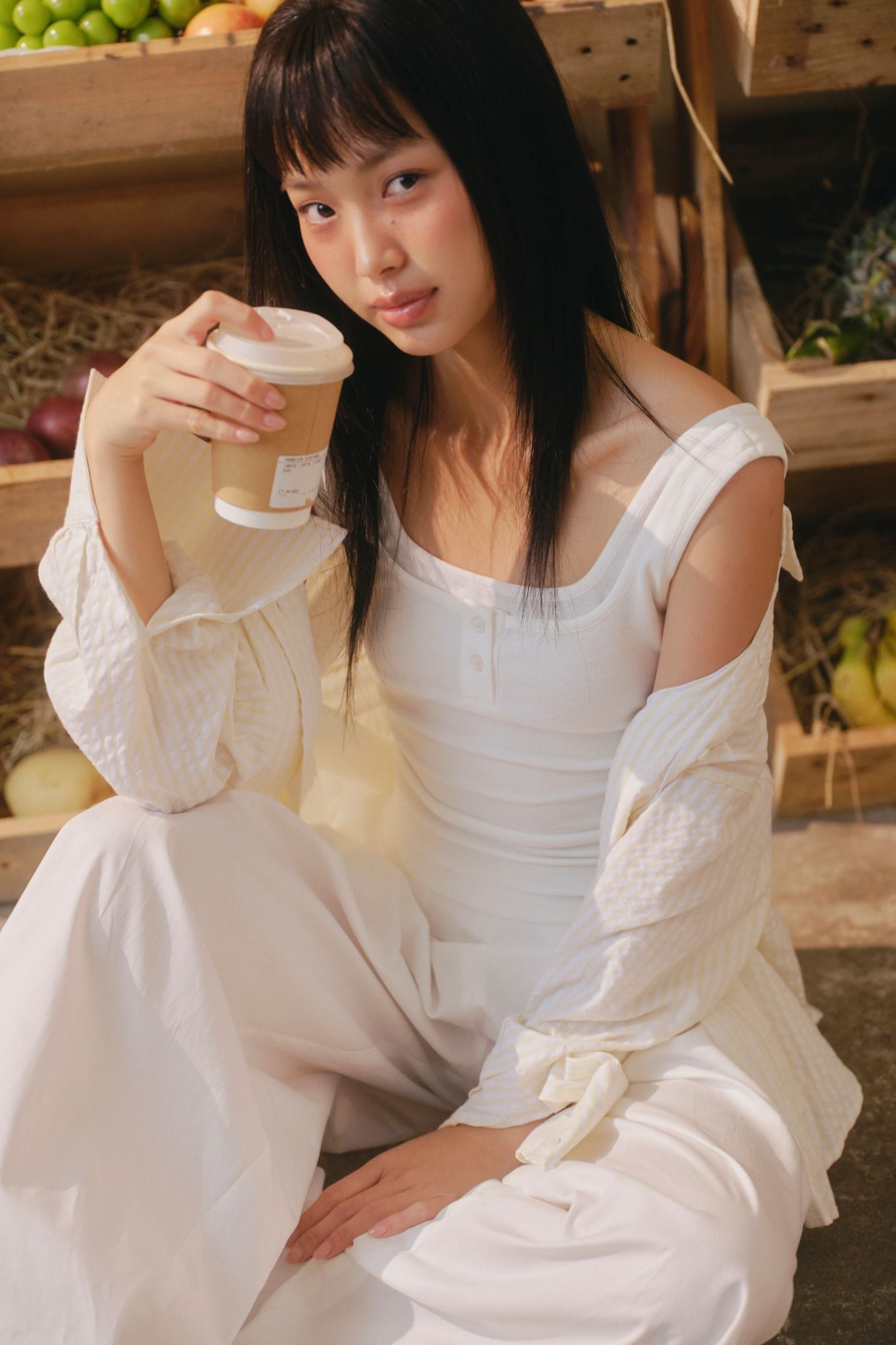 Áo Ivory Checked Loose Shirt