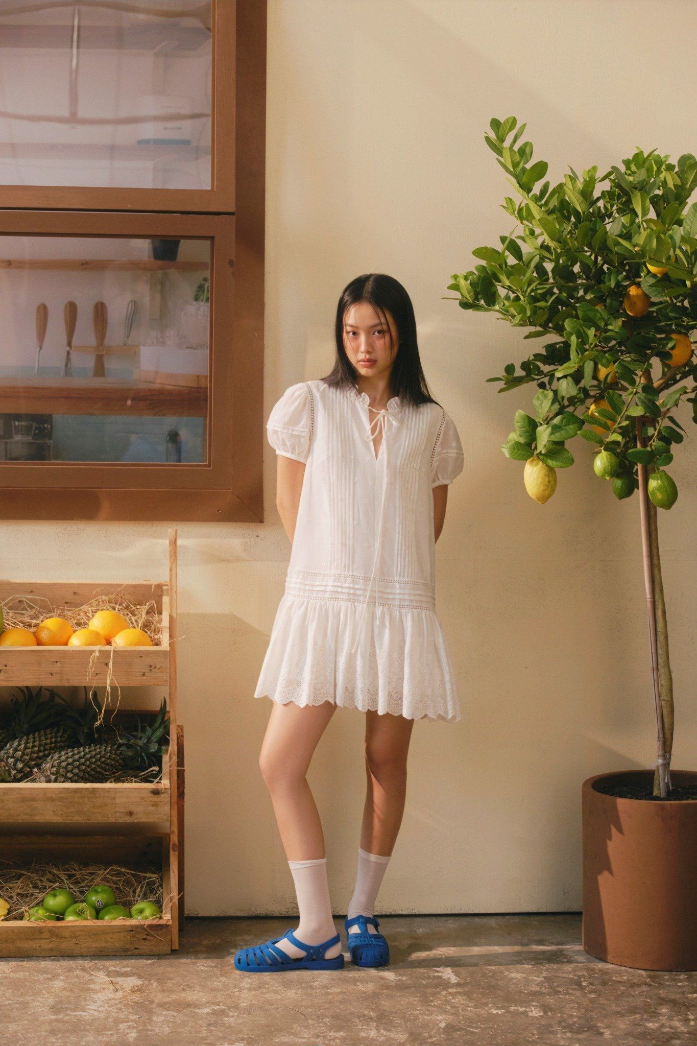 White Ruffled Babydoll Dress