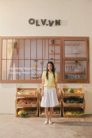 Chân váy White Cotton Midi Flared Skirt