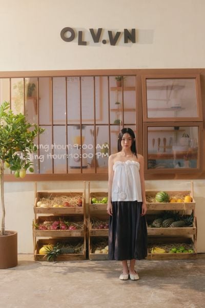  Chân váy Black Cotton Flared Skirt 