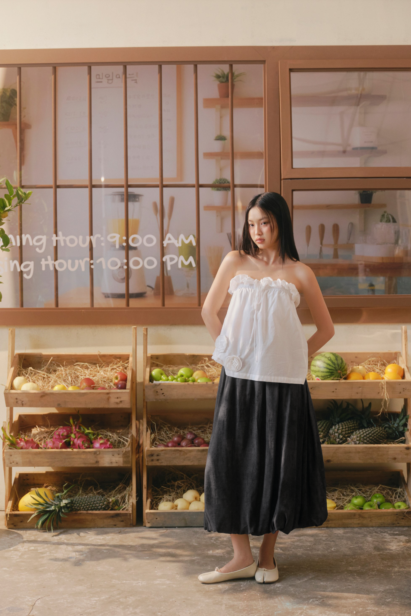 Chân váy Black Cotton Flared Skirt