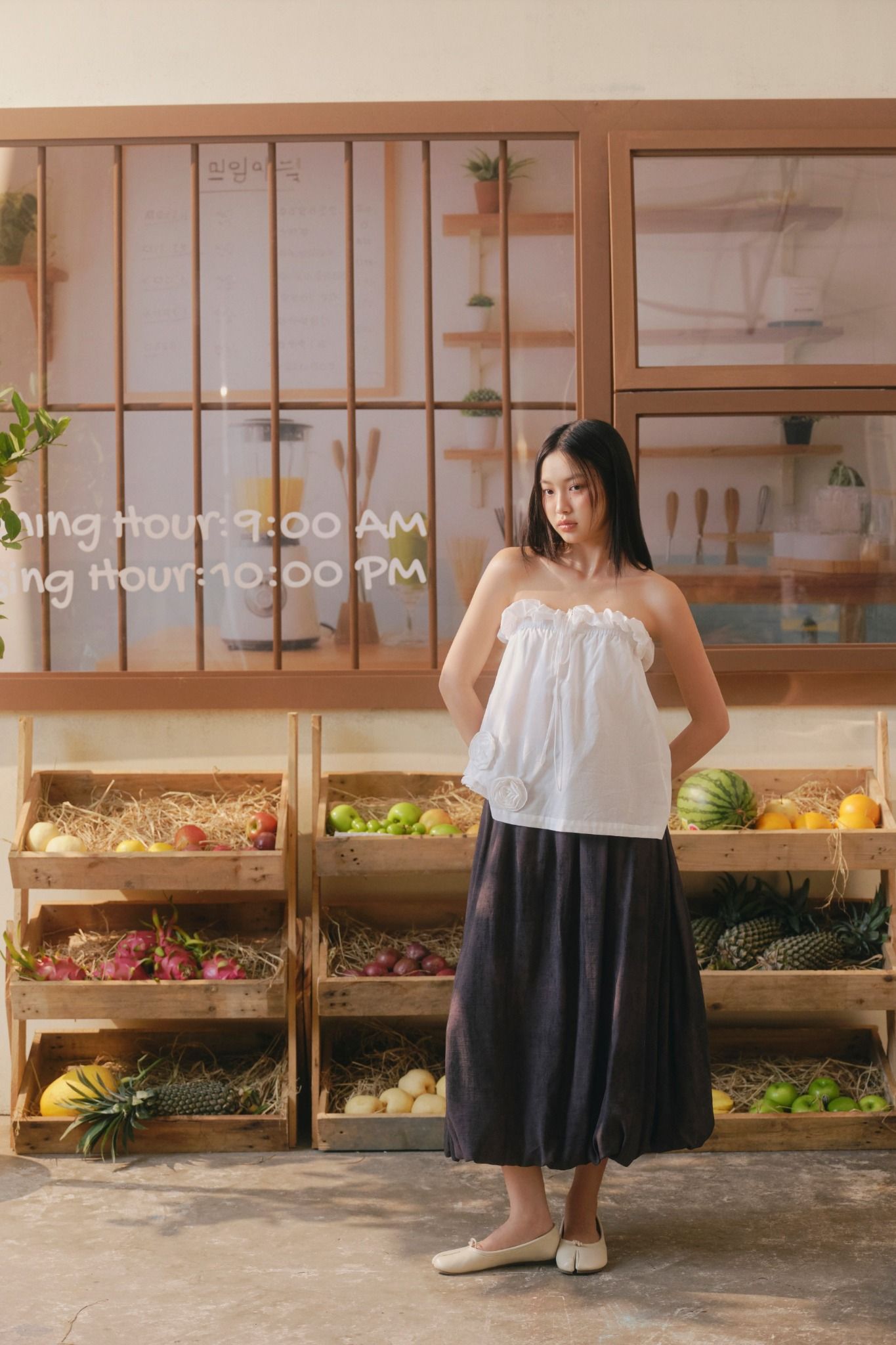 Áo White Cotton Ruffled Tube Top