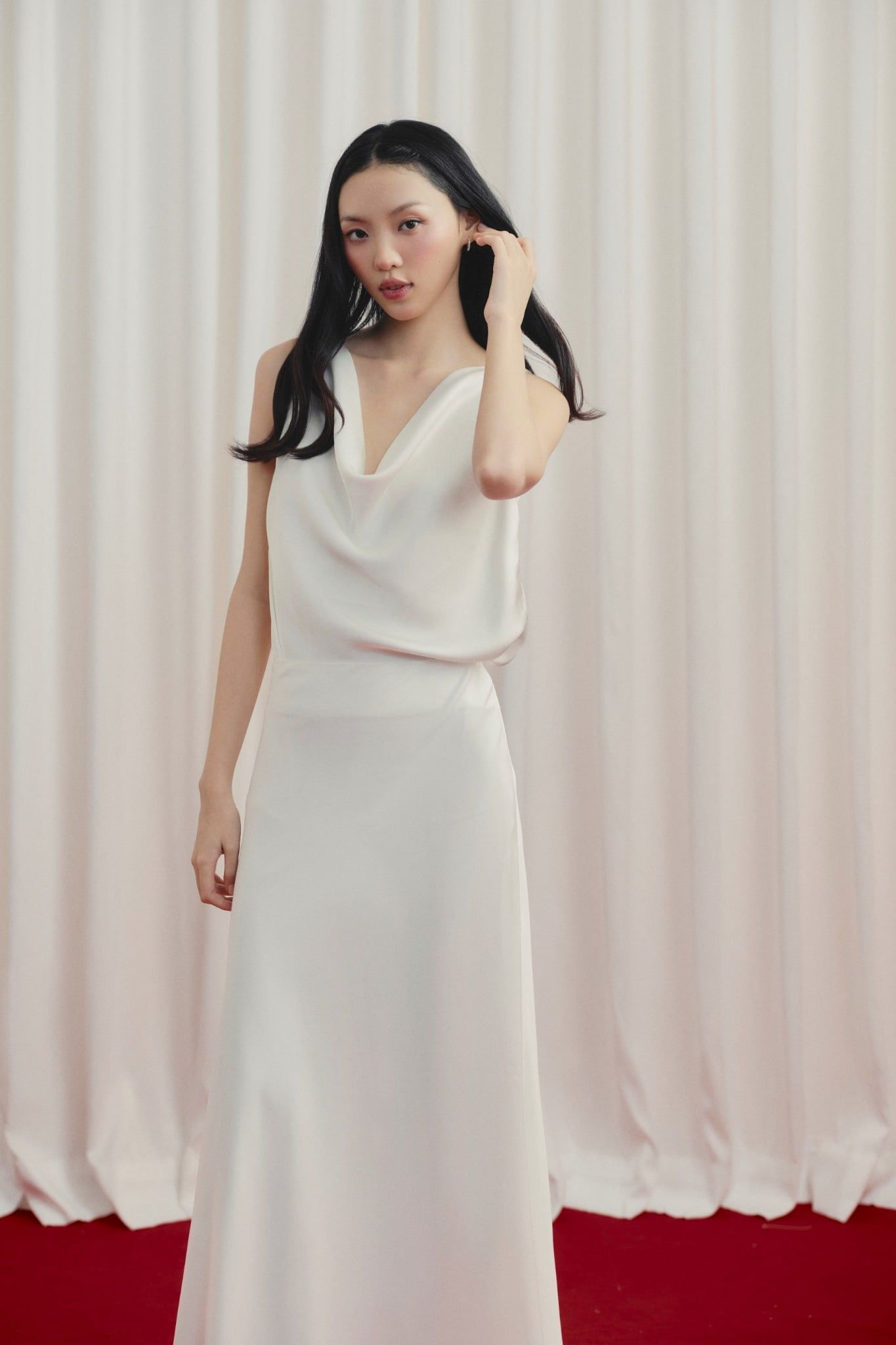 Áo Satin Draped Cowl Top nhiều màu