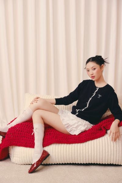  Áo len Navy Knit Round Neck Top 