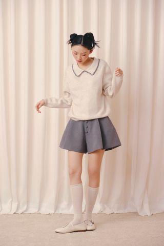 Áo len dệt kim cổ bèo Ruffled Collar Knit Top nhiều màu