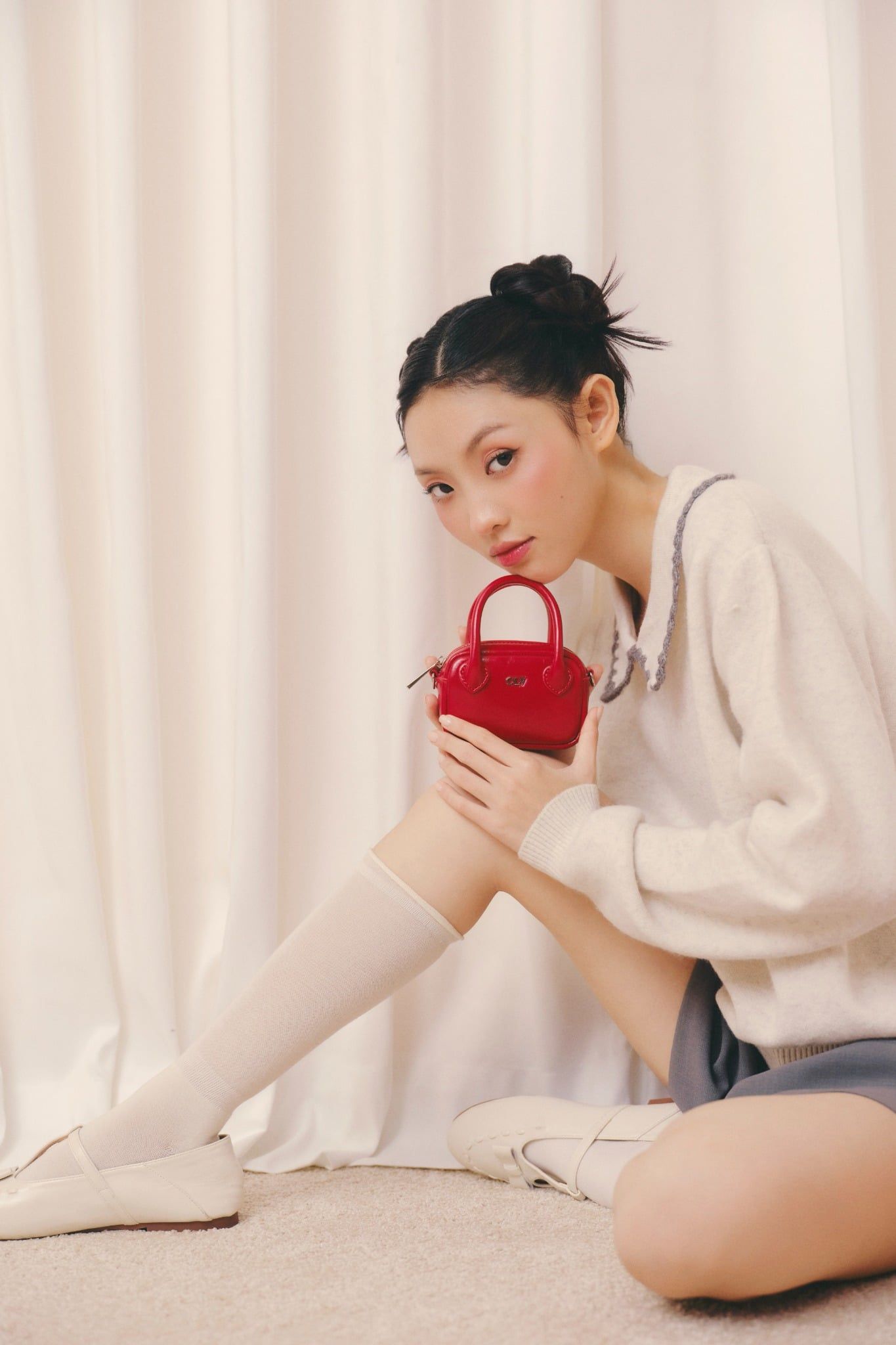 Áo len dệt kim cổ bèo Ruffled Collar Knit Top nhiều màu