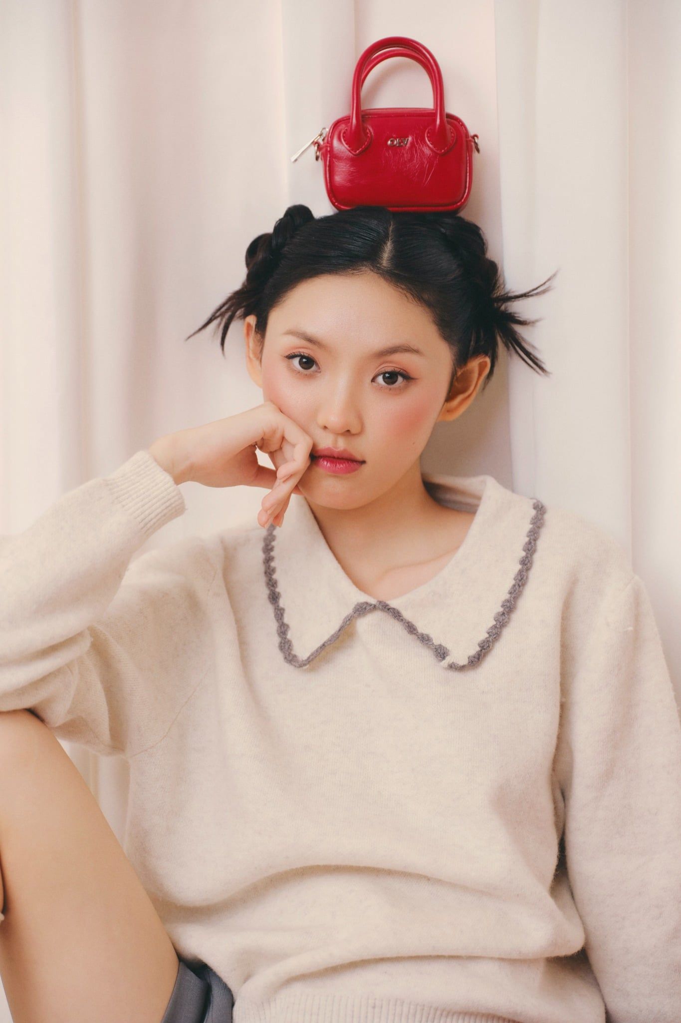 Áo len dệt kim cổ bèo Ruffled Collar Knit Top nhiều màu