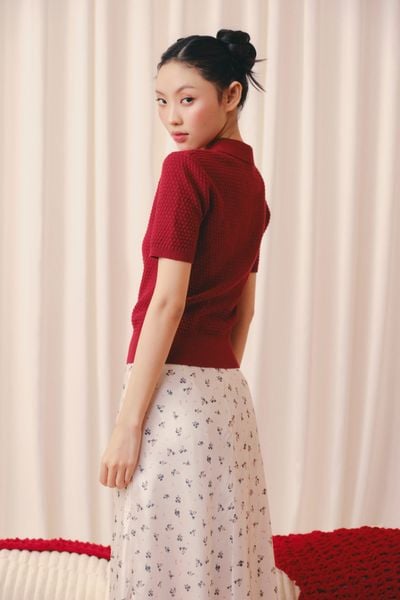  Chân váy lụa Ivory Satin Fleur Flared Skirt 