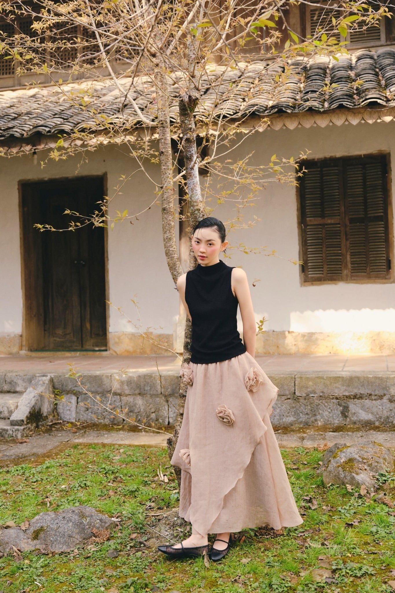 Áo cổ lọ Black Turtleneck Tank Top