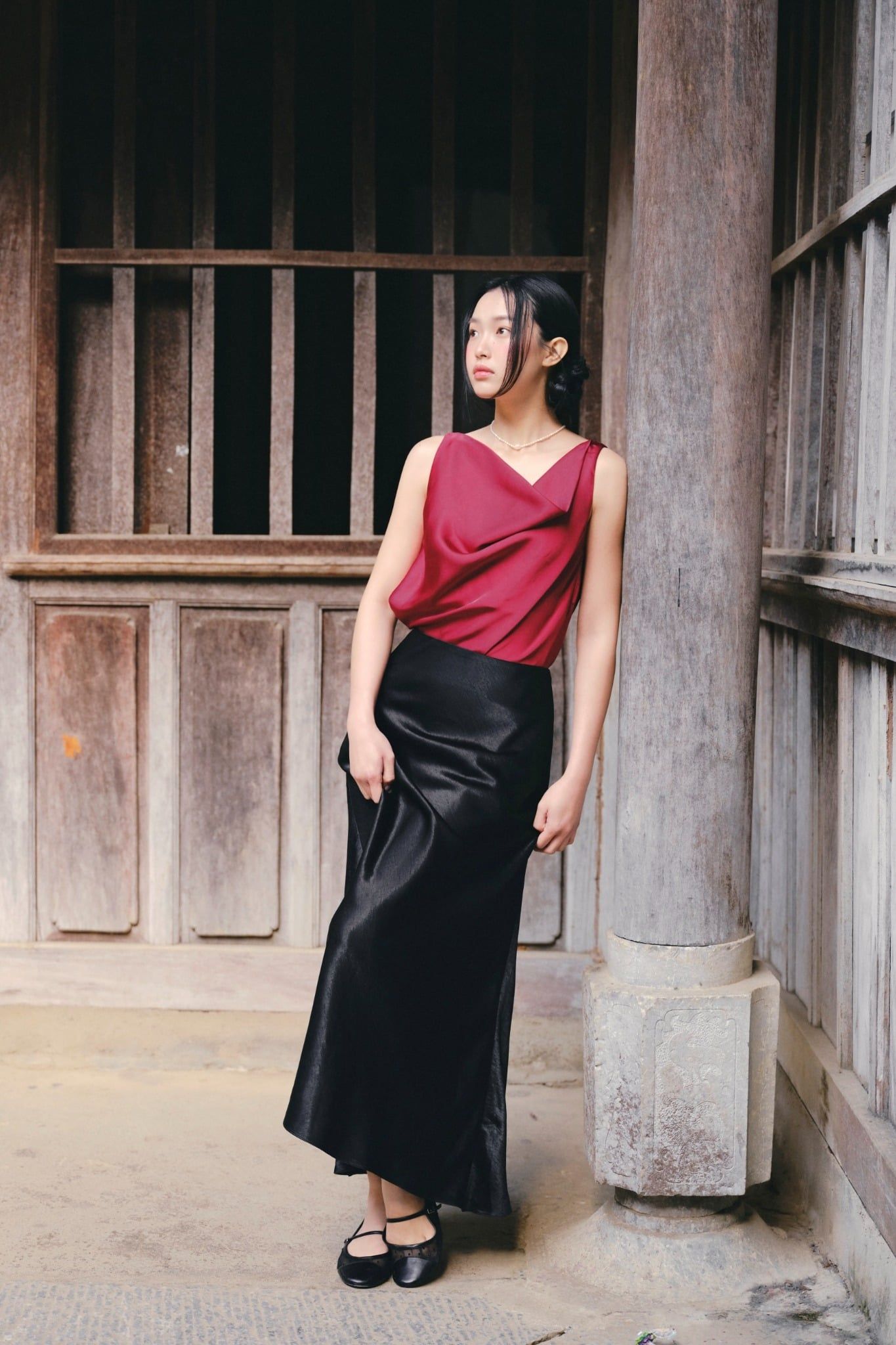 Áo Satin Draped Cowl Top nhiều màu