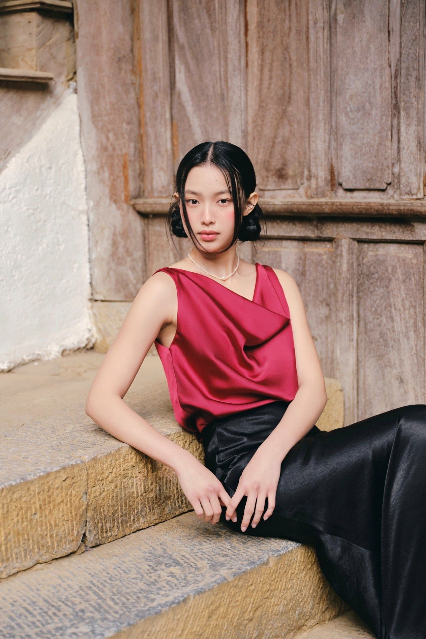 Áo Satin Draped Cowl Top nhiều màu