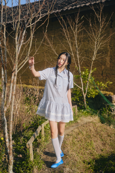  Váy babydoll sọc xanh Blue Kate Striped Tiered Babydoll 