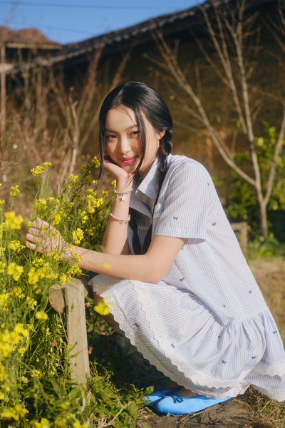  Váy babydoll sọc xanh Blue Kate Striped Tiered Babydoll 