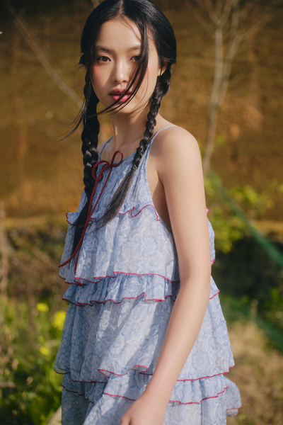  Váy tầng xanh dương Bellamy Fleur Dress in Quilt Blue 