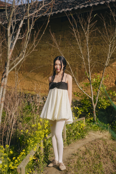  Váy nơ kem Cream Dot Bowey Mini Dress 