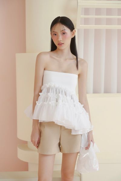  Áo White Layered Tube Top 