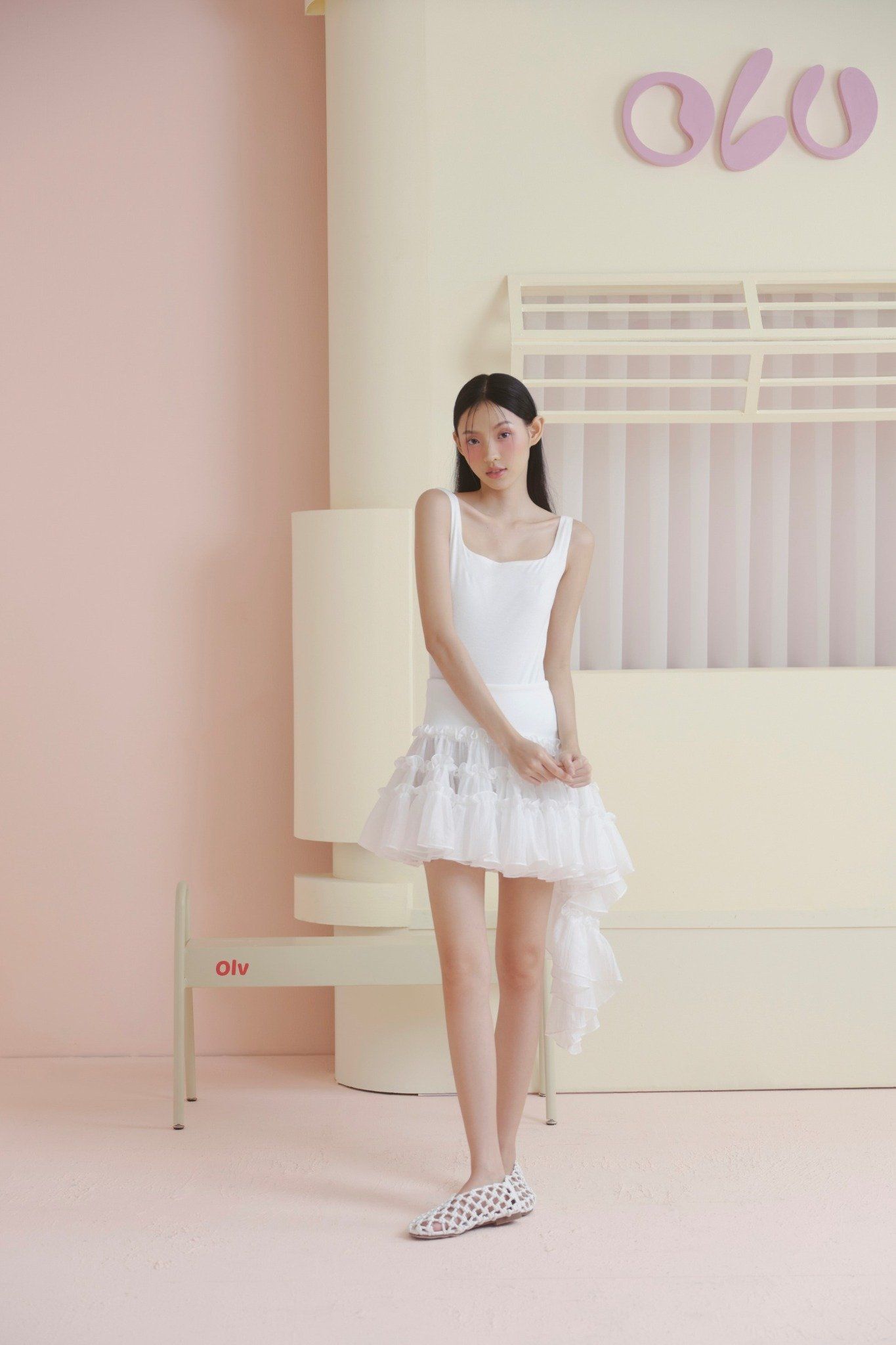 Áo White Layered Tube Top