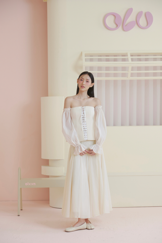 Chân váy Ivory Chiffon Layered Skirt