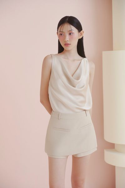  Chân váy Beige Wrap Front Mini Skirt 