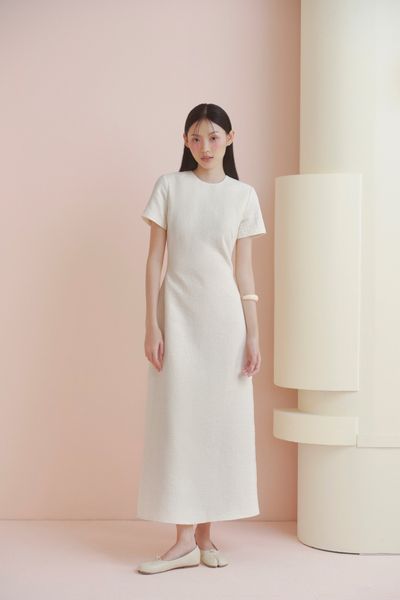  Cream Linen A Line Dress 