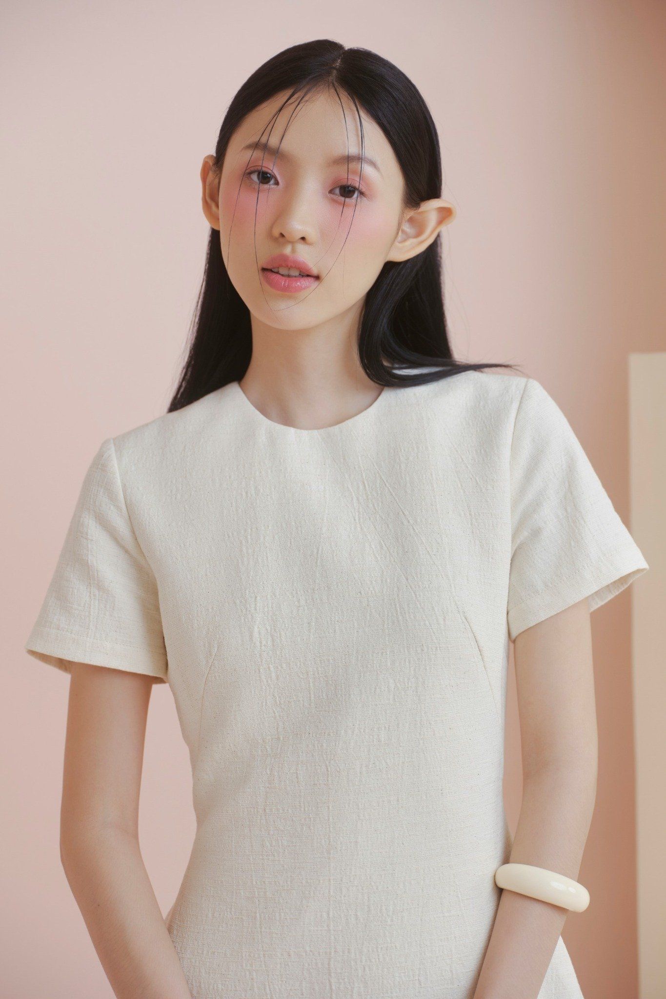 Cream Linen A Line Dress