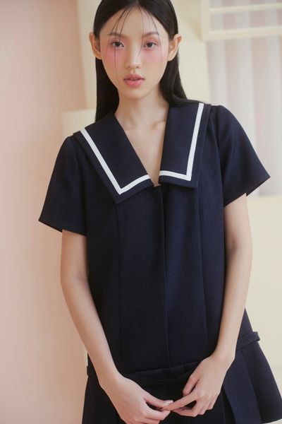  Navy Babydoll Sailor Dress 