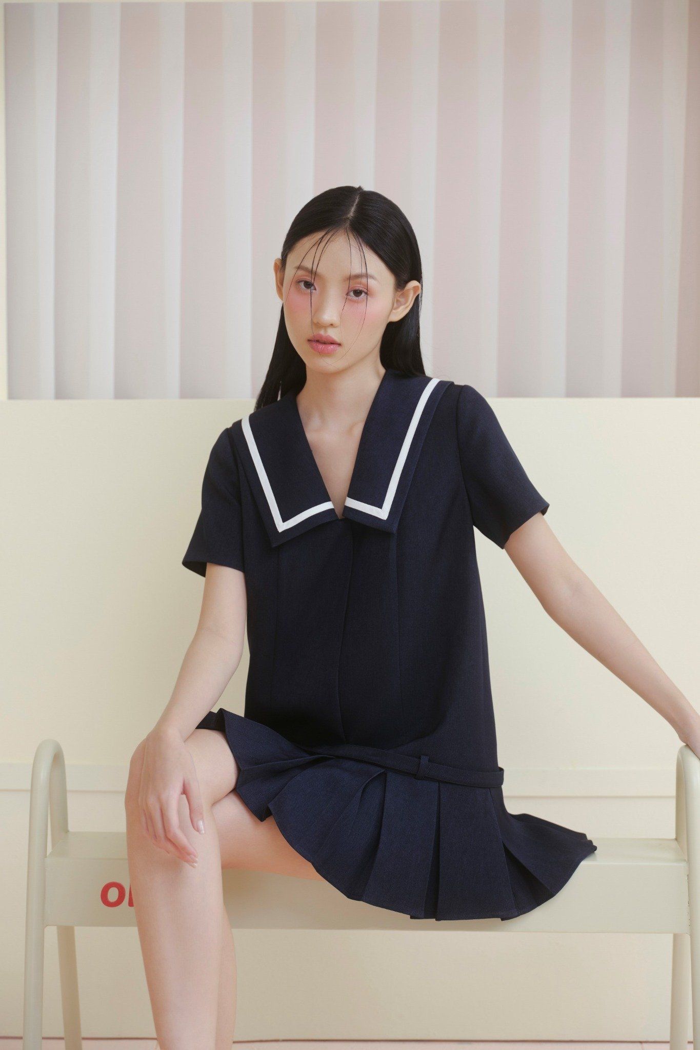 Navy Babydoll Sailor Dress