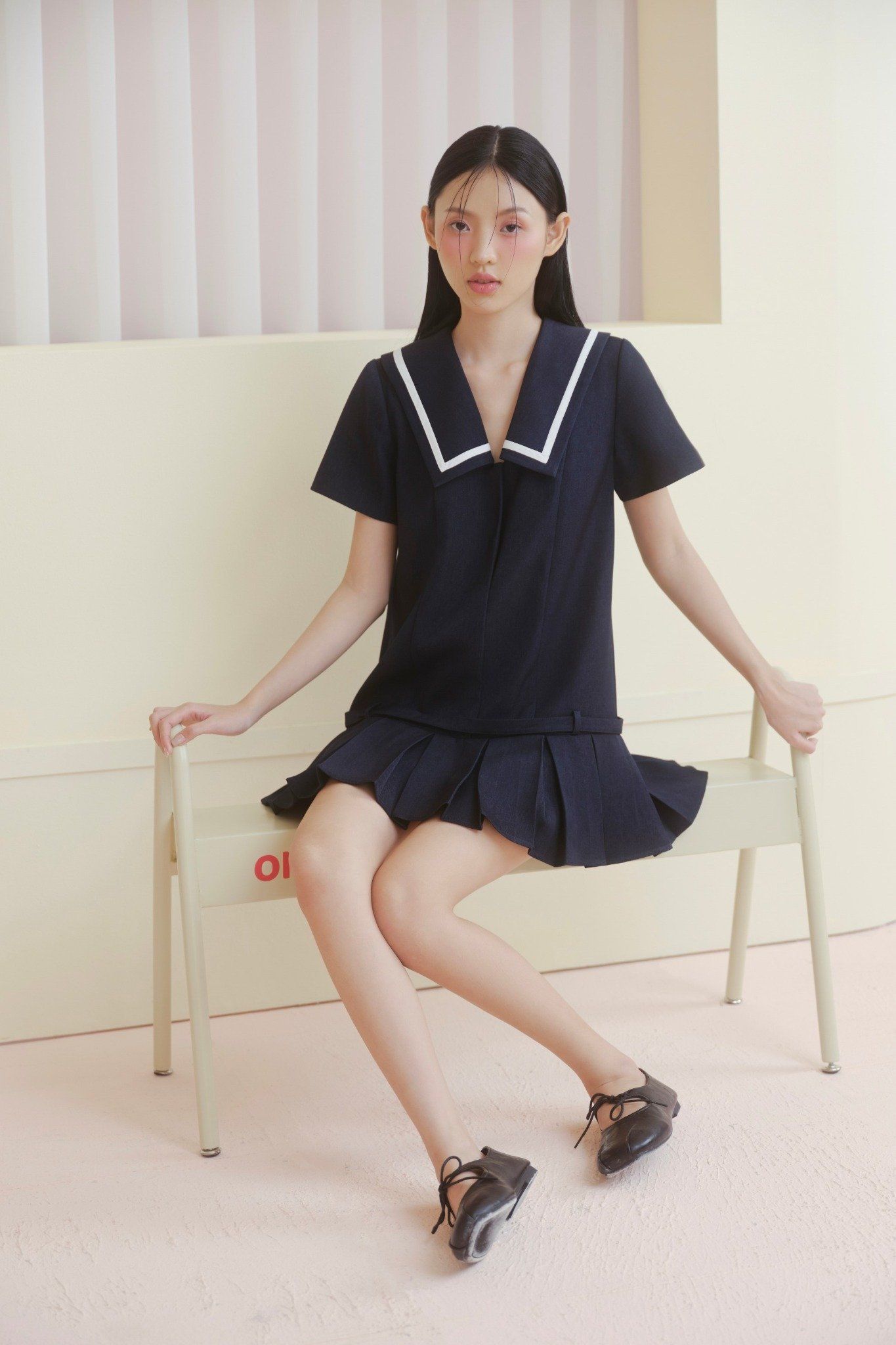 Navy Babydoll Sailor Dress