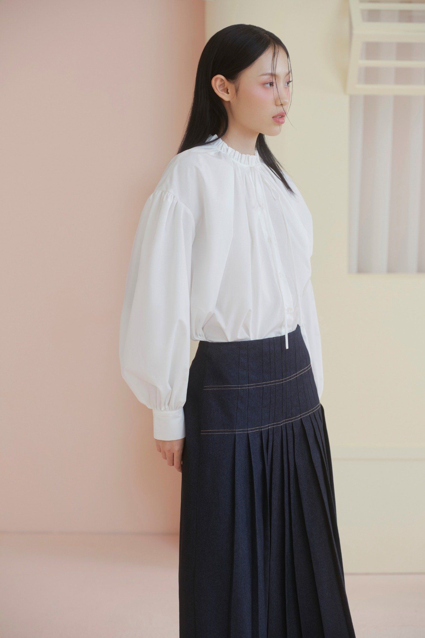 Chân váy Navy Pleated Maxi Skirt