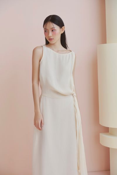  Cream Muslin Tie Waist Set 