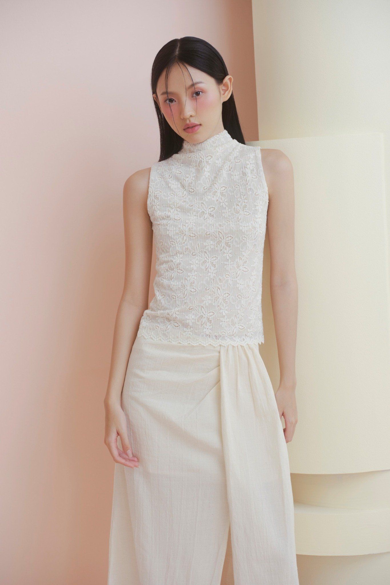 Chân váy Cream Linen Wrap Skirt