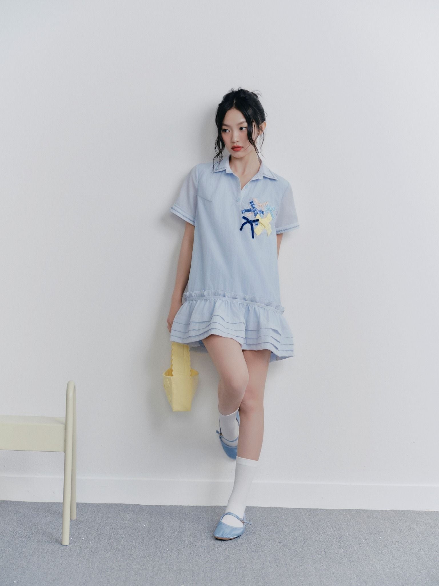 Baby Blue Ruffle Embro Dress