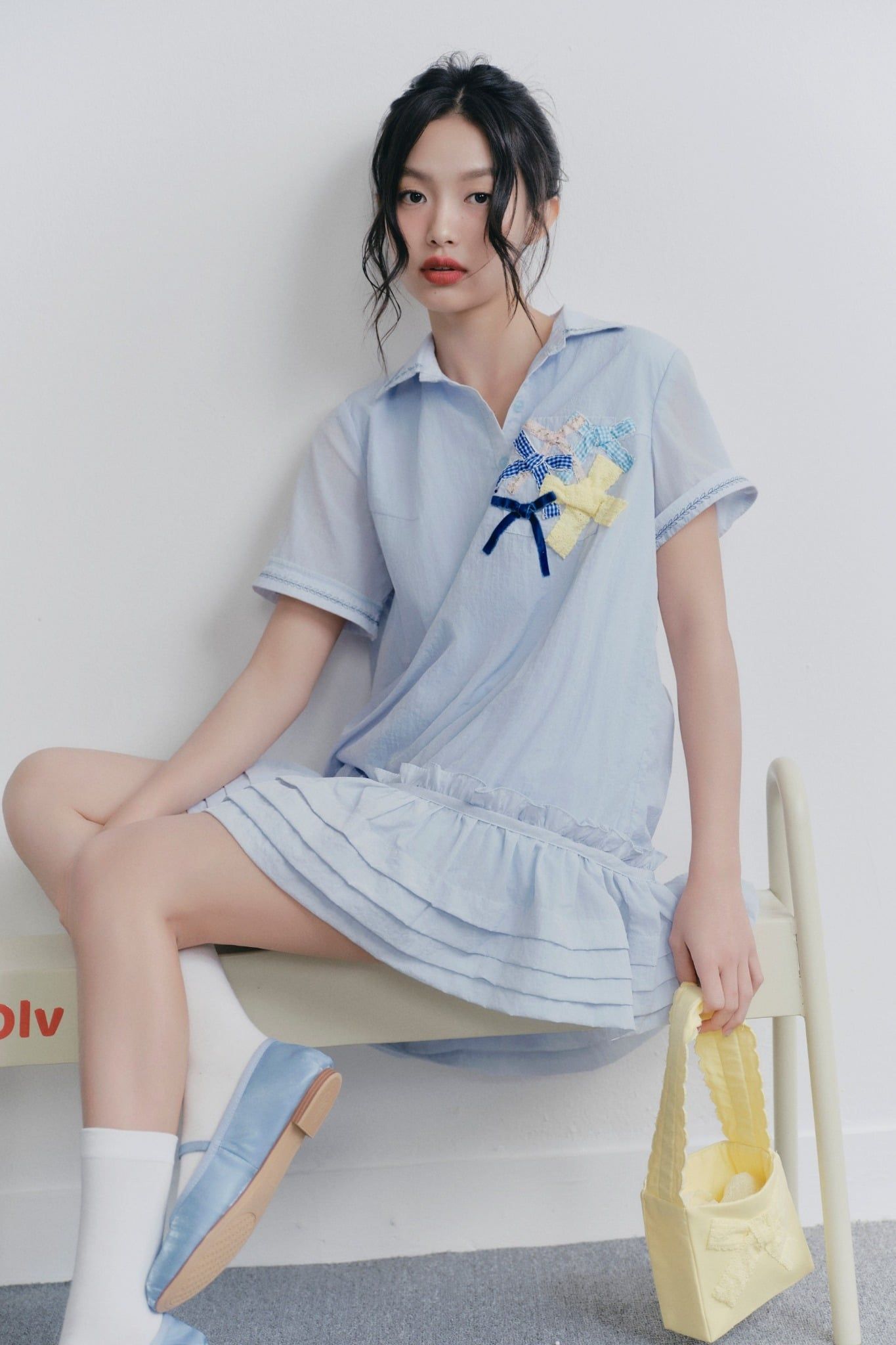 Baby Blue Ruffle Embro Dress