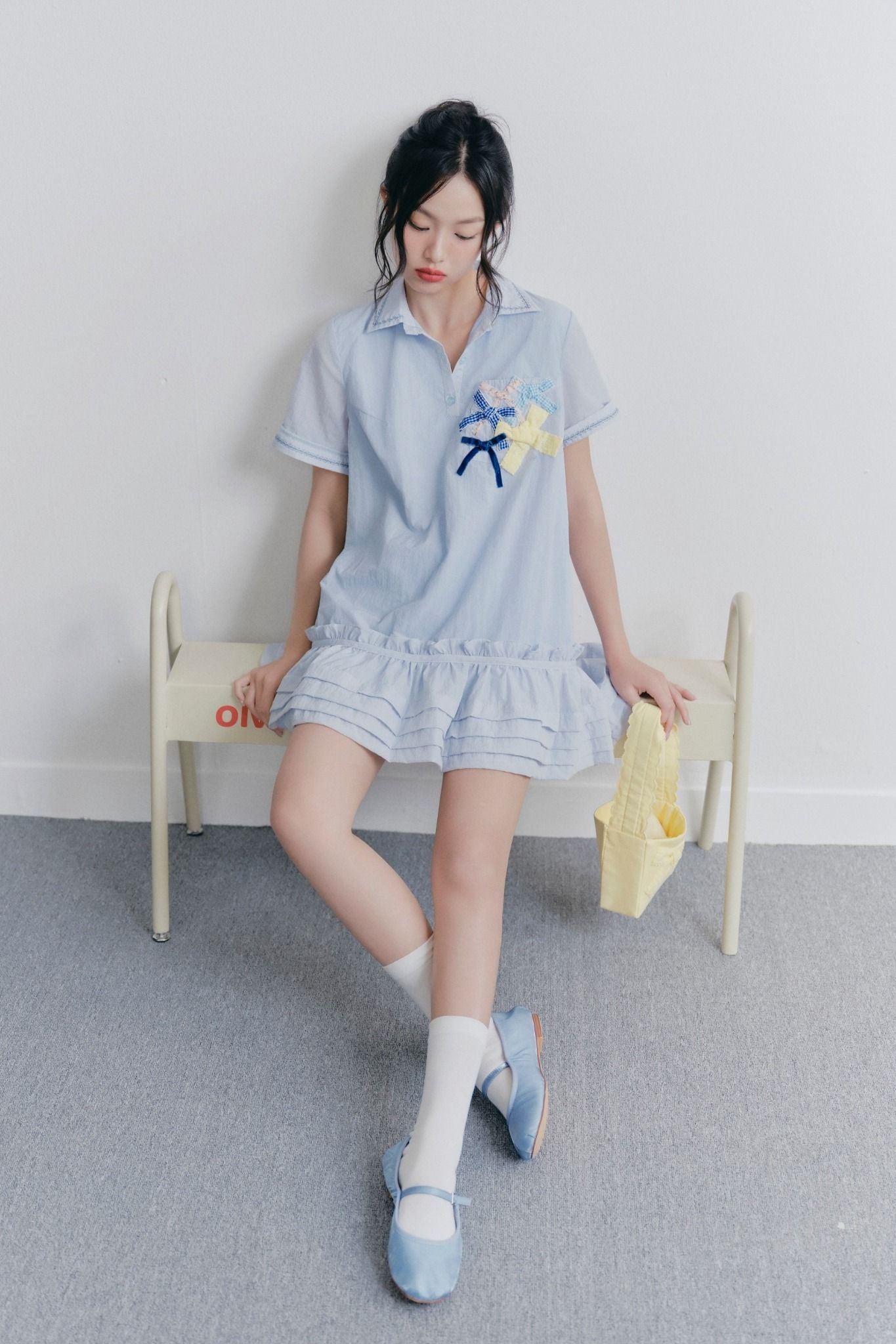 Baby Blue Ruffle Embro Dress